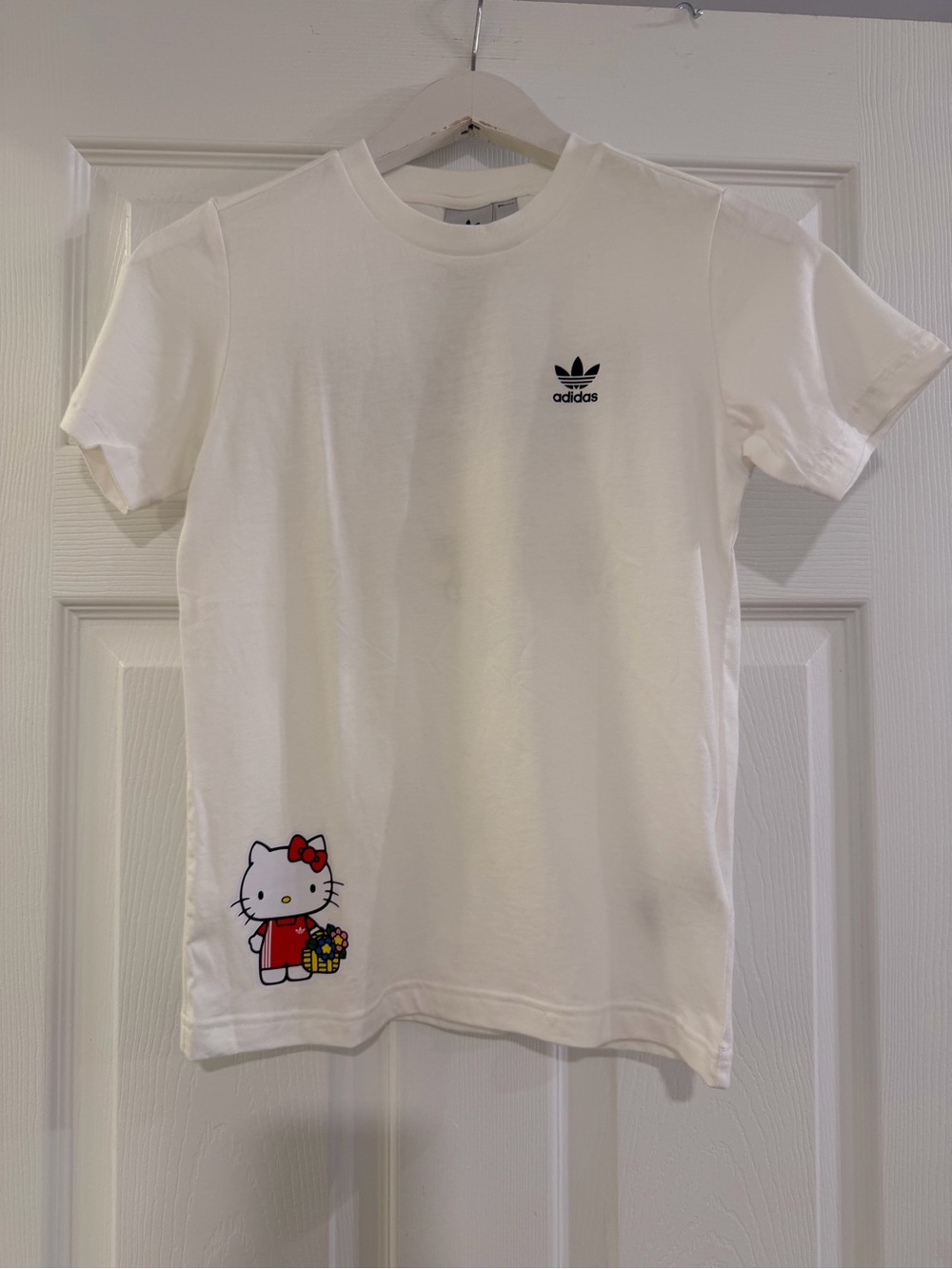 NWOT adidas White Kids Short Sleeve Tee with Hello Kitty Graphic